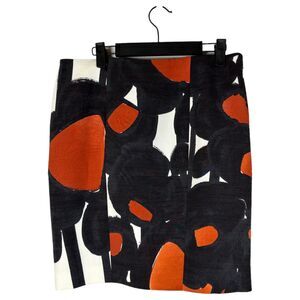 Chloe Vintage 2000s Black Red Patterned Ruched Skirt Size 40 US L NEW